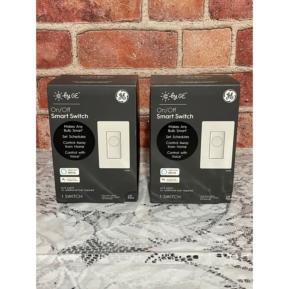 2 Pack C by GE On/Off Smart Switch Wi-Fi White CSWONBLBWFI/ST-IP Alexa Google
